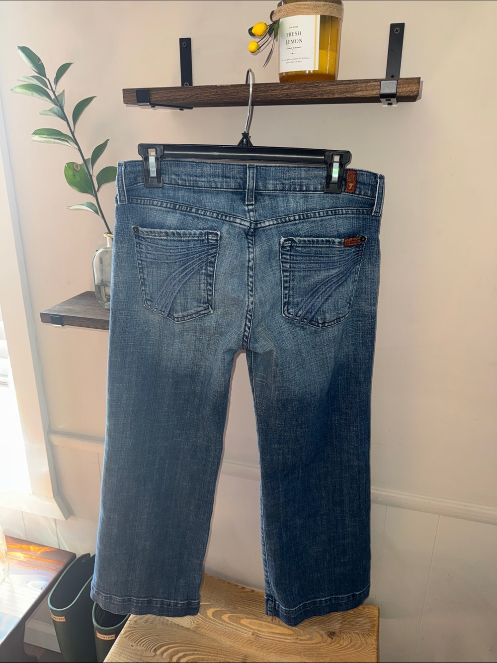 7 for All Mankind Dojo Cropped Jeans Wide Leg Size 29
